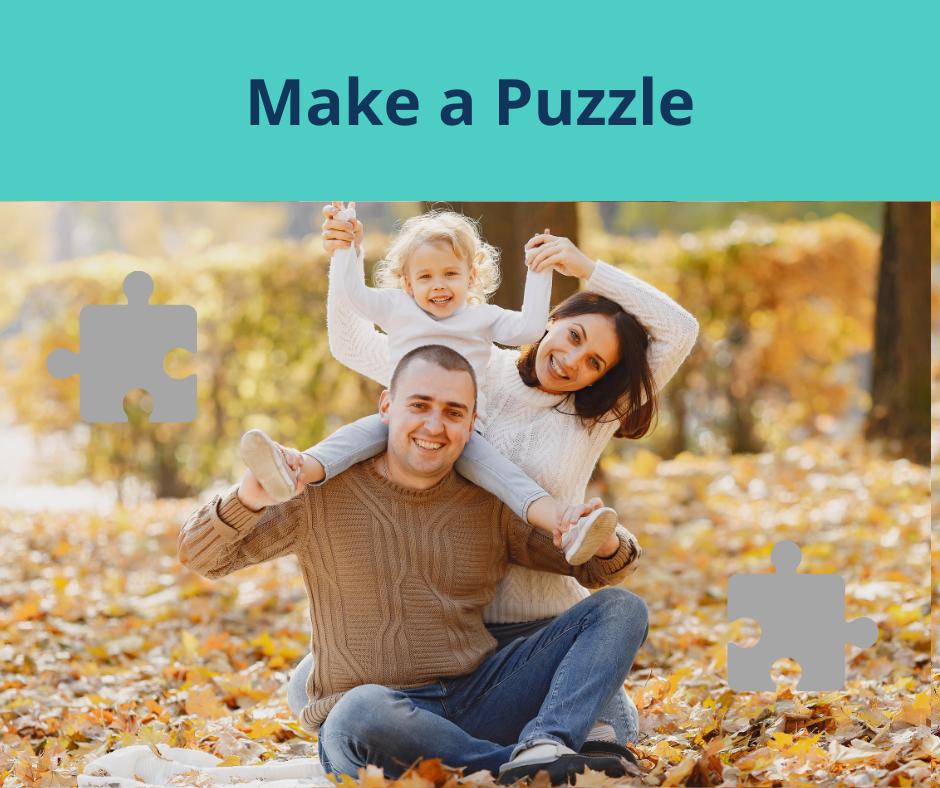 Family photographed in the leaves, missing a puzzle piece in their photo